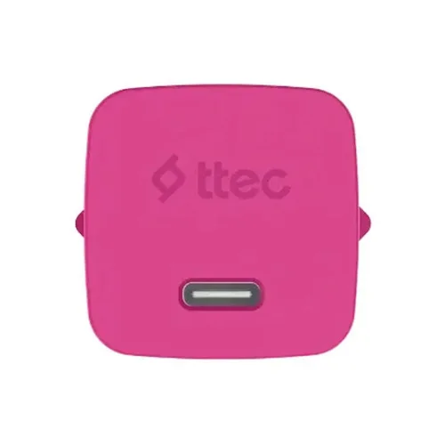 ttec SmartCharger GAN 45W PD Travel Fast Charger+ USB-C - USB-C 3A Cable Neon Pink (2SCG45CNP) (TTEC2SCG45CNP)