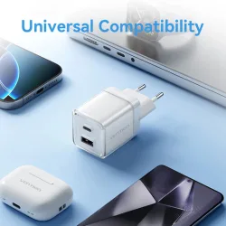 Vention Φορτιστής Χωρίς Καλώδιο GaN με Θύρα USB-A και Θύρα USB-C 70W Ροζ (FCGP0-EU)