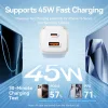VENTION 2-Port USB (C + A) GaN Charger (70W/22.5W) with 5A USB-C to USB-C Cable (1M) EU-Plug Pink (TZ-FCGP0-EU) (VENTZ-FCGP0-EU)