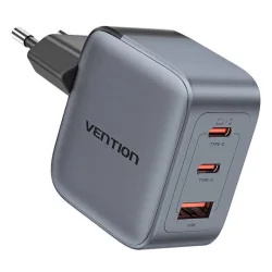 Vention Φορτιστής Χωρίς Καλώδιο GaN με Θύρα USB-A και 2 Θύρες USB-C 70W Power Delivery Γκρι (FEXH0-EU)