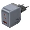 VENTION 3-Port USB (C+C+A) GaN Charger (70W/70W/22.5W) EU-Plug Gray (FEXH0-EU) (VENFEXH0-EU)