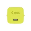 ttec SmartCharger GAN 45W PD Travel Fast Charger+ USB-C - USB-C 3A Cable Neon Yellow (2SCG45CNS) (TTEC2SCG45CNS)