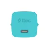 ttec SmartCharger GAN 45W PD Travel Fast Charger+ USB-C - USB-C 3A Cable Neon Blue (2SCG45CNM) (TTEC2SCG45CNM)
