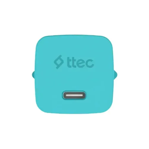 ttec SmartCharger GAN 45W PD Travel Fast Charger+ USB-C - USB-C 3A Cable Neon Blue (2SCG45CNM) (TTEC2SCG45CNM)
