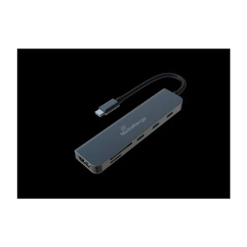MediaRange USB Type-C® 6-in-1 multiport adapter, silver (MRCS519)