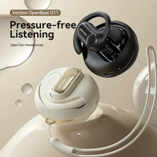 Vention OpenBeat O11 Open Ear Bluetooth Handsfree Ακουστικά με Αντοχή στον Ιδρώτα και Θήκη Φόρτισης Μπεζ