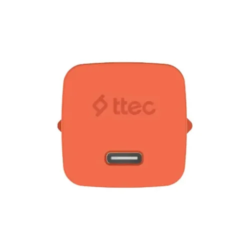 ttec SmartCharger GAN 45W PD Travel Fast Charger+ USB-C - USB-C 3A Cable Neon Orange (2SCG45CNT) (TTEC2SCG45CNT)