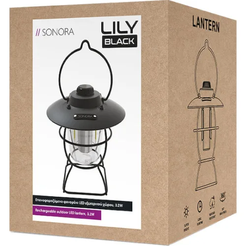 Sonora Φανάρι Led Επαναφορτιζόμενο για Camping 170lm 3.2W ΜαύροΚωδικός: 230-0101