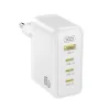 XO Φορτιστής Χωρίς Καλώδιο GaN με Θύρα USB-A και 3 Θύρες USB-C 67W Quick Charge 3.0 Λευκός (CE39)