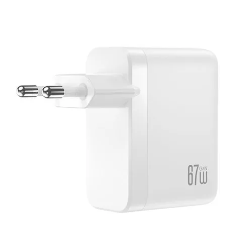 XO Φορτιστής Χωρίς Καλώδιο GaN με Θύρα USB-A και 3 Θύρες USB-C 67W Quick Charge 3.0 Λευκός (CE39)