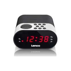 Lenco Επιτραπέζιο Ψηφιακό Ρολόι LED Πλαστικό με Ξυπνητήρι & Ραδιόφωνο Μαύρο CR-07