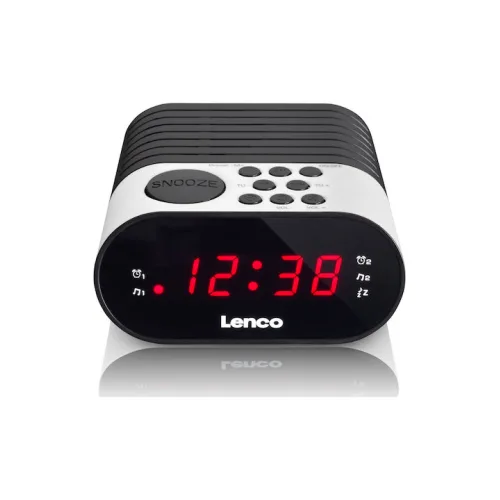 Lenco Επιτραπέζιο Ψηφιακό Ρολόι LED Πλαστικό με Ξυπνητήρι & Ραδιόφωνο Μαύρο CR-07