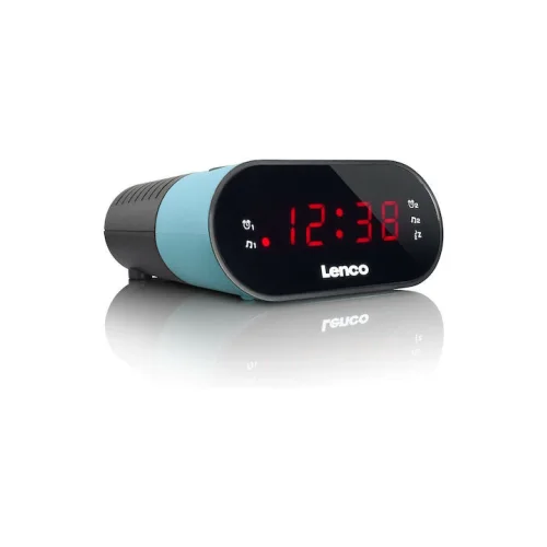 Lenco Επιτραπέζιο Ψηφιακό Ρολόι LED Πλαστικό με Ξυπνητήρι & Ραδιόφωνο Μπλε CR-07