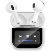Bluetooth ακουστικά handsfree με θήκη φόρτισης και οθόνη, σε λευκό χρώμα