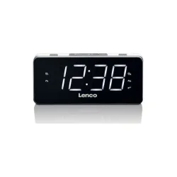 Lenco CR-18 Επιτραπέζιο Ψηφιακό Ρολόι LED Πλαστικό με Ξυπνητήρι & Ραδιόφωνο Λευκό CR-18