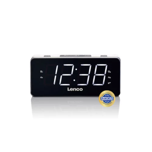 Lenco CR-18 Επιτραπέζιο Ψηφιακό Ρολόι LED Πλαστικό με Ξυπνητήρι & Ραδιόφωνο Λευκό CR-18
