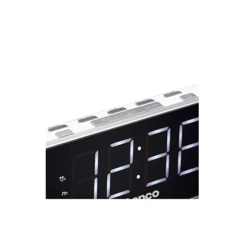 Lenco CR-18 Επιτραπέζιο Ψηφιακό Ρολόι LED Πλαστικό με Ξυπνητήρι & Ραδιόφωνο Λευκό CR-18