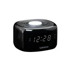 Lenco Επιτραπέζιο Ψηφιακό Ρολόι LED Πλαστικό με Ξυπνητήρι & Ραδιόφωνο Μαύρο CR-12BK