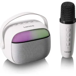 Lenco Ηχείο Karaoke με Ασύρματο Μικρόφωνο και Εφέ Φωτισμού BTC-020 BTC-020WH Λευκό