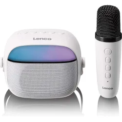 Lenco Ηχείο Karaoke με Ασύρματο Μικρόφωνο και Εφέ Φωτισμού BTC-020 BTC-020WH Λευκό