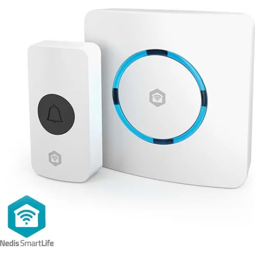 Ασύρματο plug-in smart εσωτερικό κουδούνι με σειρήνα, σε λευκό χρώμα.