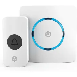 Ασύρματο plug-in smart εσωτερικό κουδούνι με σειρήνα, σε λευκό χρώμα.