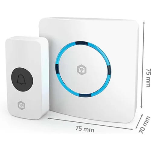 Ασύρματο plug-in smart εσωτερικό κουδούνι με σειρήνα, σε λευκό χρώμα.