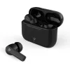 Bluetooth ακουστικά handsfree με θήκη φόρτισης και λειτουργία environmental noise cancelling (ENC), σε μαύρο χρώμα.