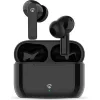 Bluetooth ακουστικά handsfree με θήκη φόρτισης και λειτουργία environmental noise cancelling (ENC), σε μαύρο χρώμα.