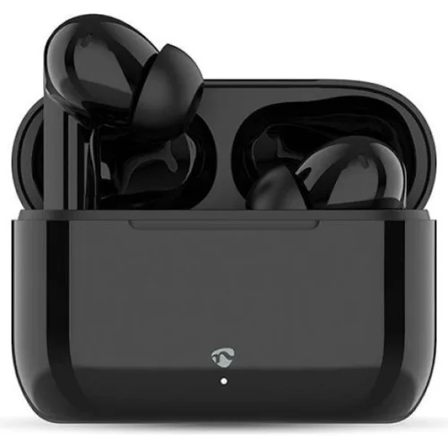Bluetooth ακουστικά handsfree με θήκη φόρτισης και λειτουργία environmental noise cancelling (ENC), σε μαύρο χρώμα.