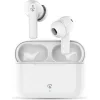 Bluetooth ακουστικά handsfree με θήκη φόρτισης και λειτουργία environmental noise cancelling (ENC), σε λευκό χρώμα.