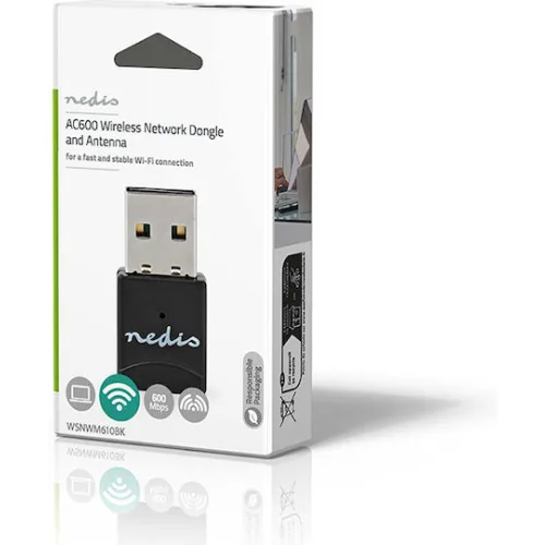 Nedis WSNWM610BK Αντάπτορας Δικτύου USB με Ασύρματη Σύνδεση Wi-Fi 600Mbps