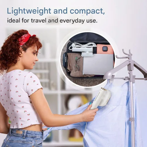 2in1 Vertical Steam Iron Proficare Superglide Ceramic Soleplate Ατμοκαθαριστής Ρούχων Χειρός 1300W με Δοχείο 80ml Λευκός
