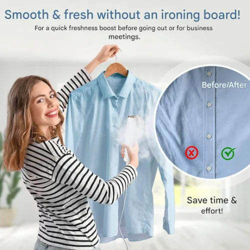 2in1 Vertical Steam Iron Proficare Superglide Ceramic Soleplate Ατμοκαθαριστής Ρούχων Χειρός 1300W με Δοχείο 80ml Λευκός