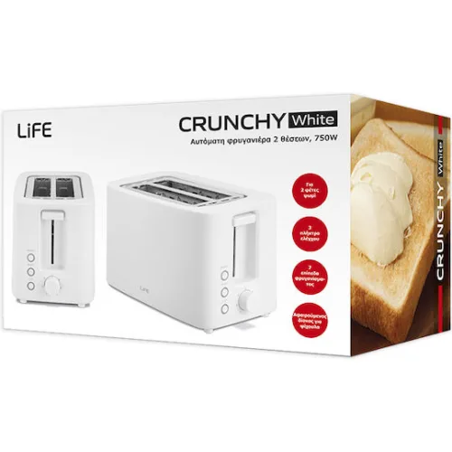 Life Crunchy Φρυγανιέρα 2 Θέσεων 750W ΛευκήΚωδικός: 221-0445