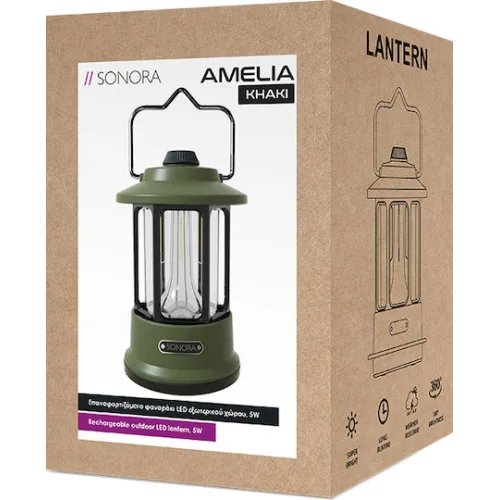 Sonora Amelia Φανάρι Led Επαναφορτιζόμενο για Camping με Φακό & Powerbank 170lm 5W ΧακίΚωδικός: 230-0099