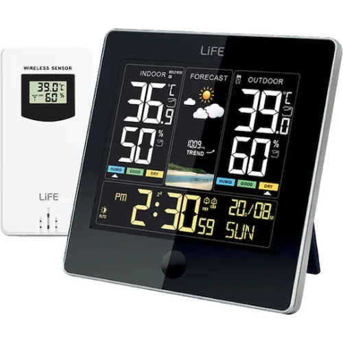 Life Alpine 221-0392 Ασύρματος Μετεωρολογικός Σταθμός Ψηφιακός Επιτραπέζιος / Επίτοιχος Μαύρος
