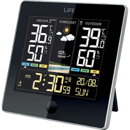 Life Alpine 221-0392 Ασύρματος Μετεωρολογικός Σταθμός Ψηφιακός Επιτραπέζιος / Επίτοιχος Μαύρος