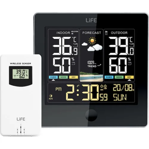 Life Alpine 221-0392 Ασύρματος Μετεωρολογικός Σταθμός Ψηφιακός Επιτραπέζιος / Επίτοιχος Μαύρος