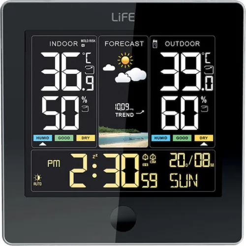 Life Alpine 221-0392 Ασύρματος Μετεωρολογικός Σταθμός Ψηφιακός Επιτραπέζιος / Επίτοιχος Μαύρος