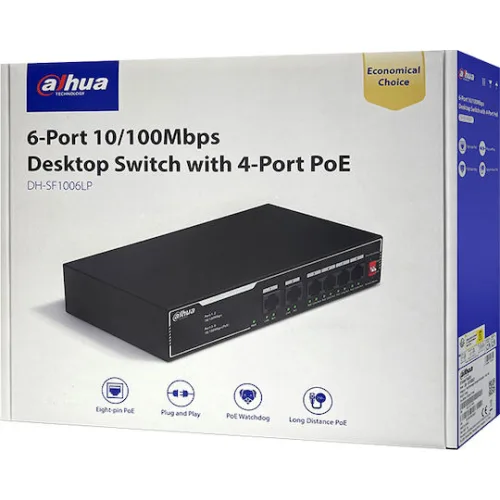 Dahua SF1006LP Unmanaged L2 PoE+ Switch με 6 Θύρες Ethernet