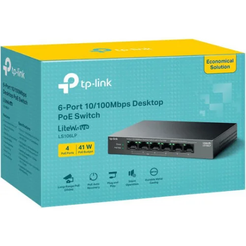 TP-Link Switch 6-Port 10/100Mbps 4-Port PoE (LS106LP)