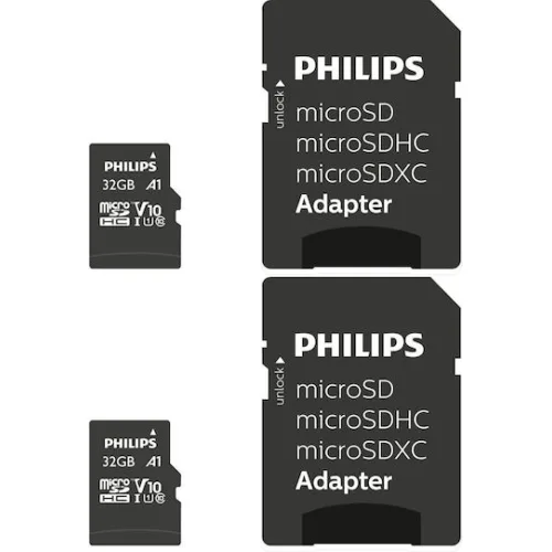 Philips microSDHC 32GB Class 10 U1 UHS-I με αντάπτορα (PHMSDA32GUHSIU1P2) (PHIPHMSDA32GUHSIU1P2)