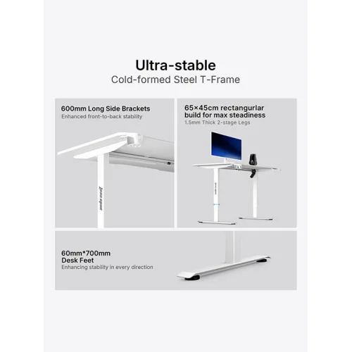 Anda Seat Ηλεκτρικό Γραφείο Xtreme-E White με Μεταλλικά Πόδια & Ρυθμιζόμενο Ύψος 140x75x71εκ.Κωδικός: AD-D-DD1-1400-06-W