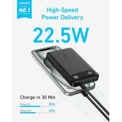Anker PowerCore 10000mAh 22.5W με Θύρα USB-A και 2 Θύρες USB-C Power Delivery / Quick Charge Μαύρο