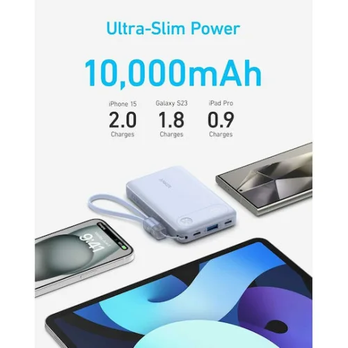 Anker PowerCore 10000mAh 22.5W με Θύρα USB-A και 2 Θύρες USB-C Power Delivery / Quick Charge Μαύρο