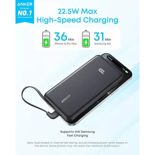 ANKER ZOLO POWER BANK 10K, 22.5W, USB-C BLK