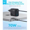 Anker Φορτιστής Χωρίς Καλώδιο με Θύρα USB-A και 3 Θύρες USB-C 70W Power Delivery Μαύρος (Zolo)
