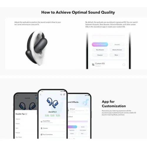 Soundcore by Anker AeroFit 2 Open Ear Bluetooth Handsfree Ακουστικά με Αντοχή στον Ιδρώτα και Θήκη Φόρτισης Μαύρα