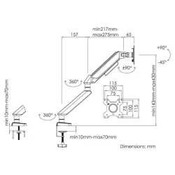 Anda Seat Βάση Γραφείου Οθόνης έως 32" με Βραχίονα Λευκή (AD-W-A6D-1S-FW)